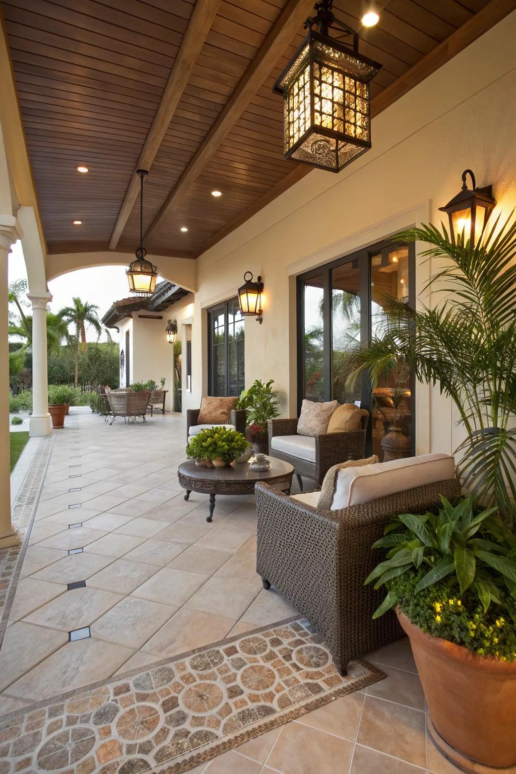 Ceramic tiles provide an elegant and practical flooring solution.