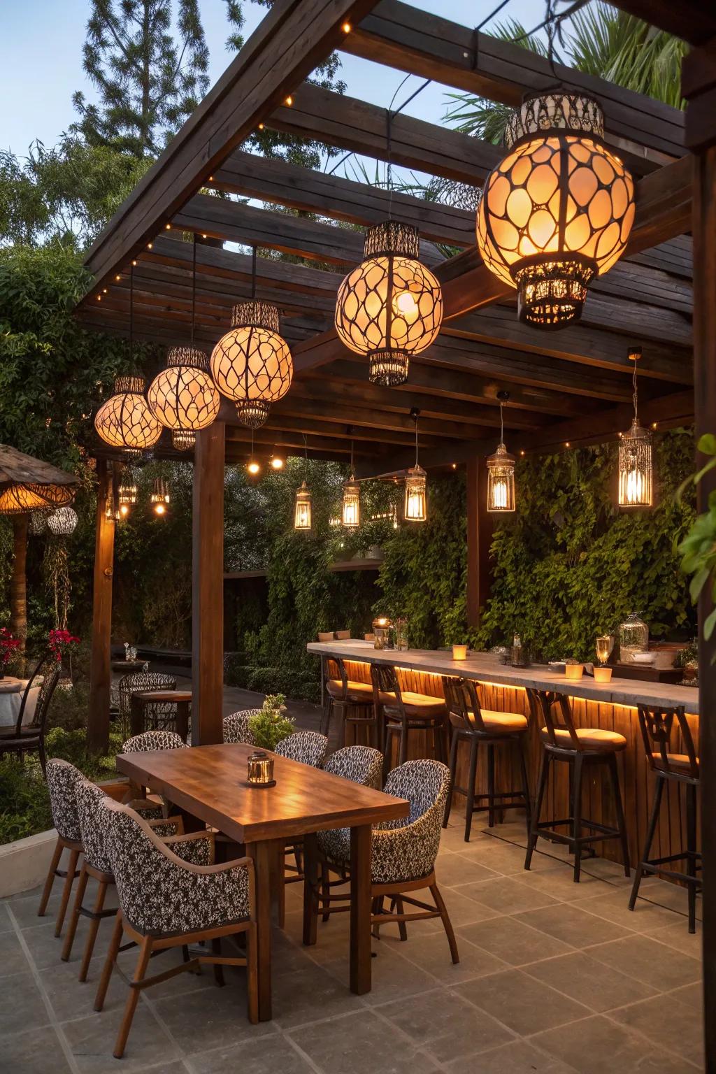 Decorative lanterns add a touch of romance to your bar.
