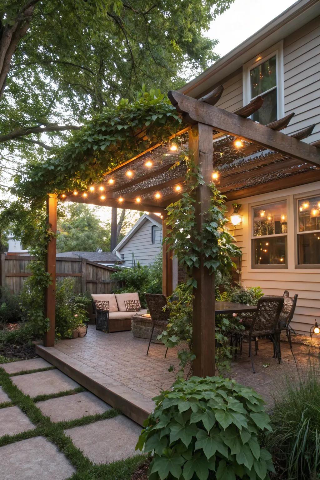 A pergola adds structure and style to your patio.