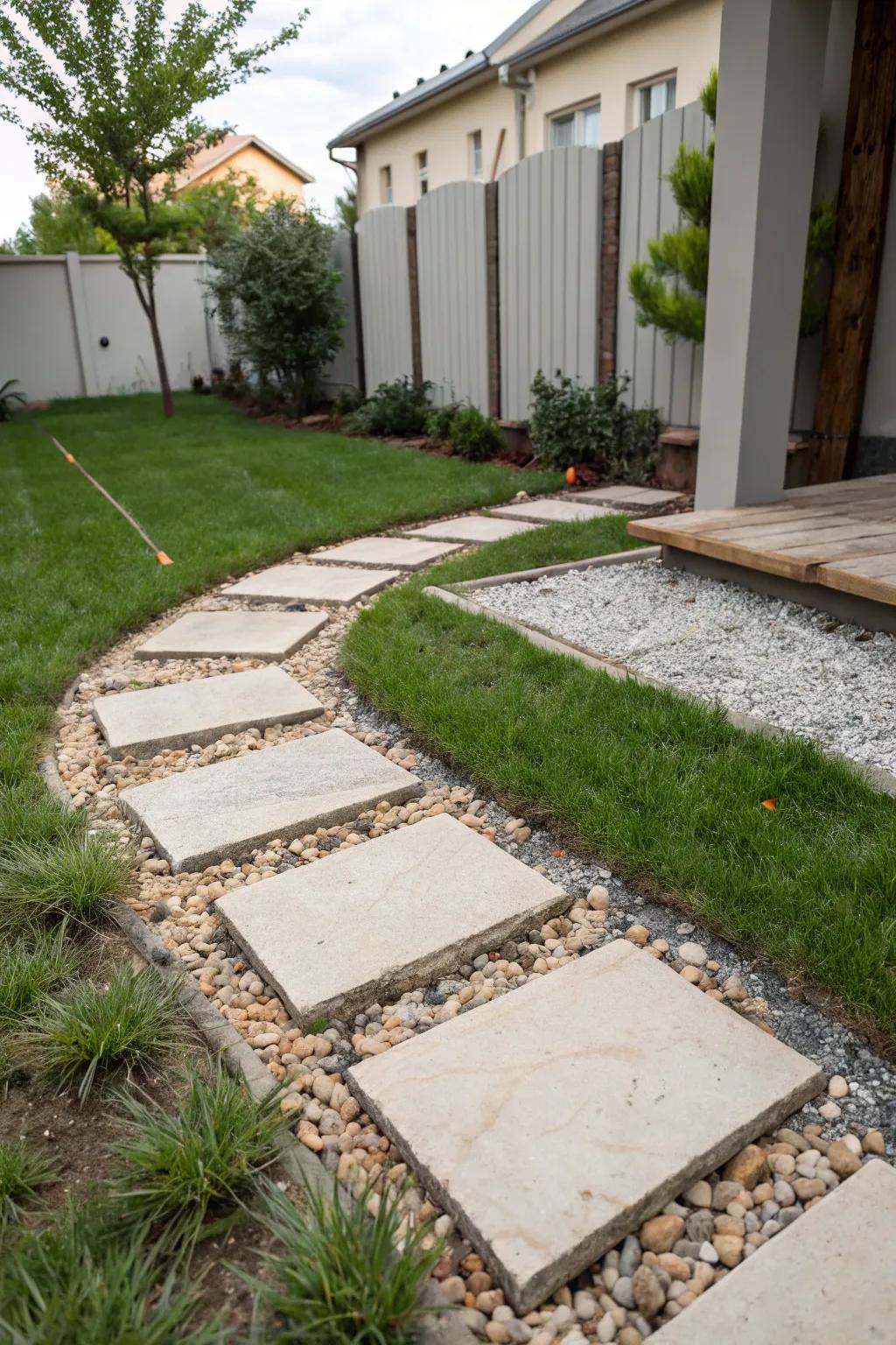 Floating stepping stones create an eye-catching design.