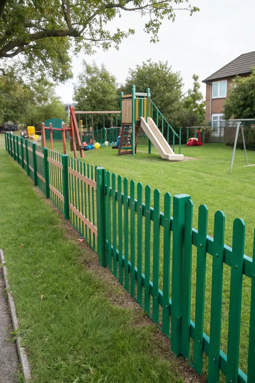 Eco-friendly fences set a positive example for sustainable playgrounds.