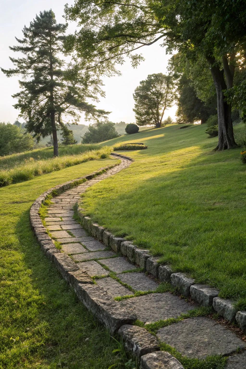 A neatly defined path with raised edges.