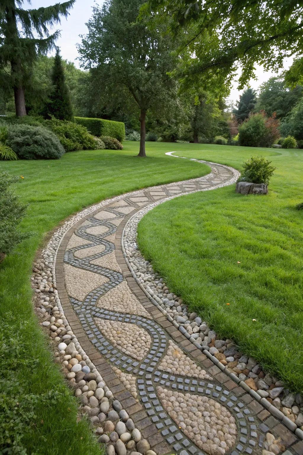 A textured path with pebble inlays.