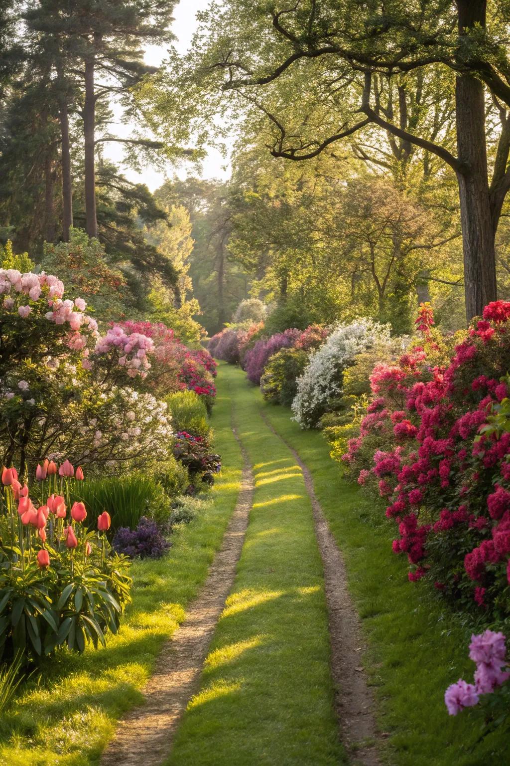 A flower-lined path in full bloom.