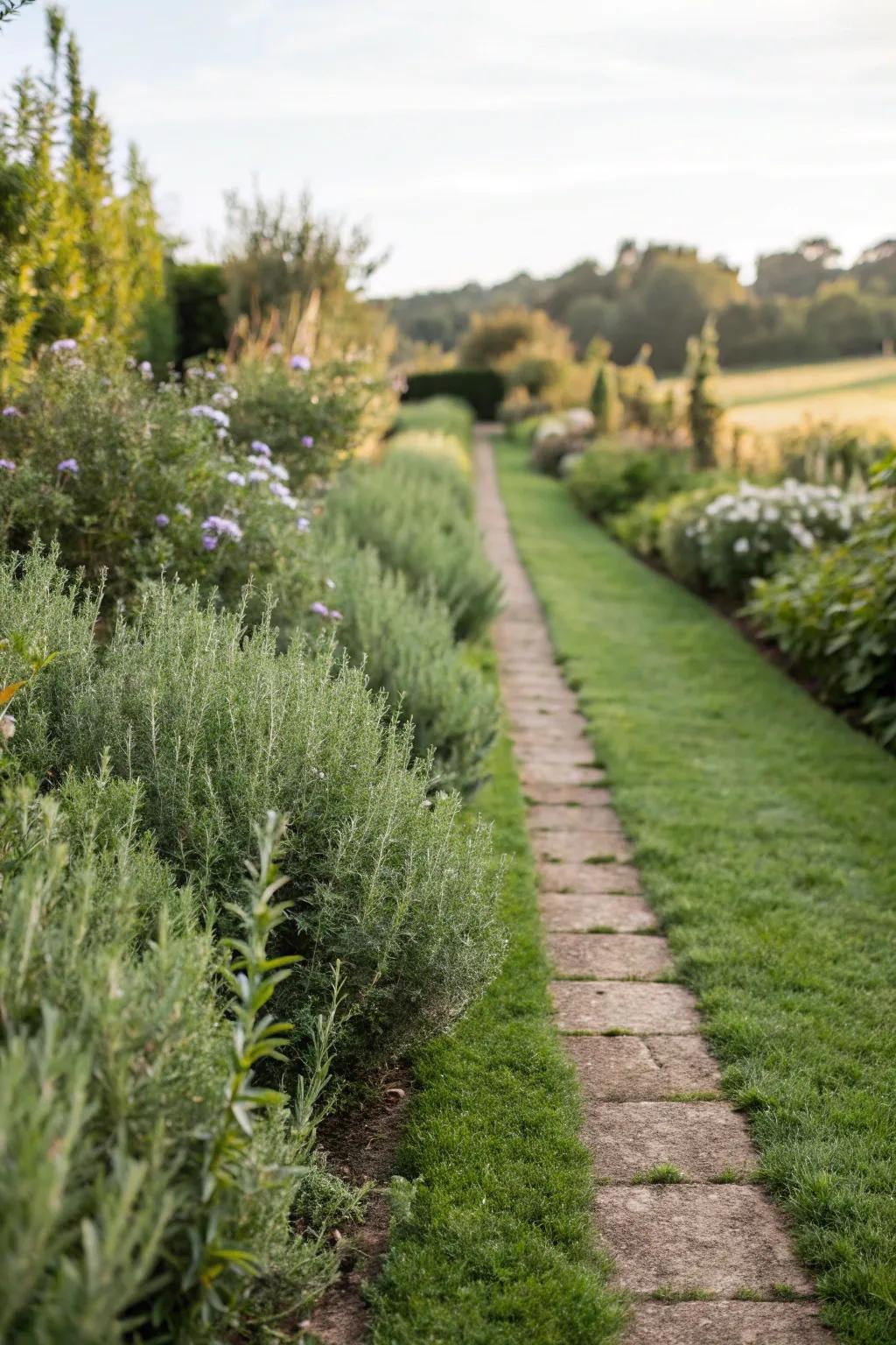 A fragrant herb-scented walkway.