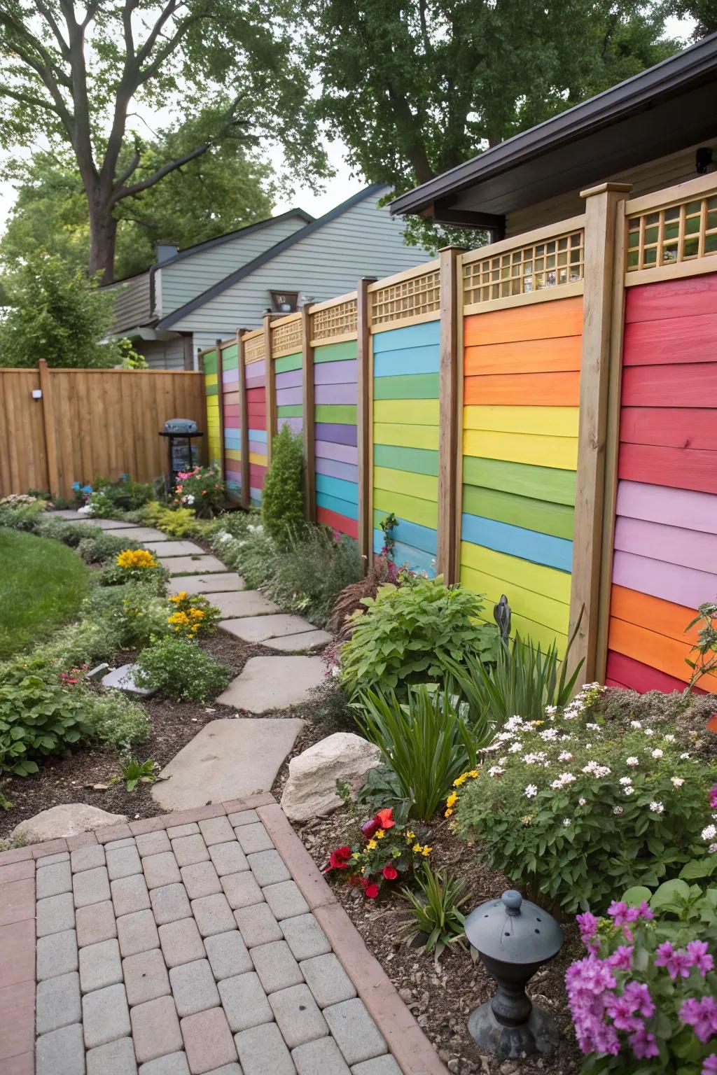 Mixing vinyl panel colors creates a vibrant and personalized outdoor look.