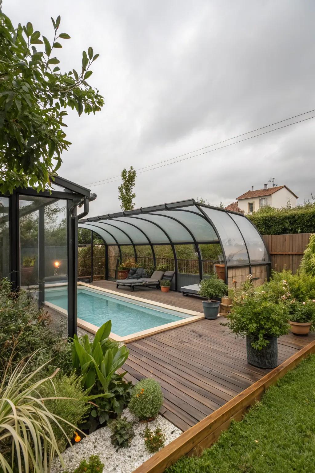 Maximize your space with a low-profile pool enclosure.