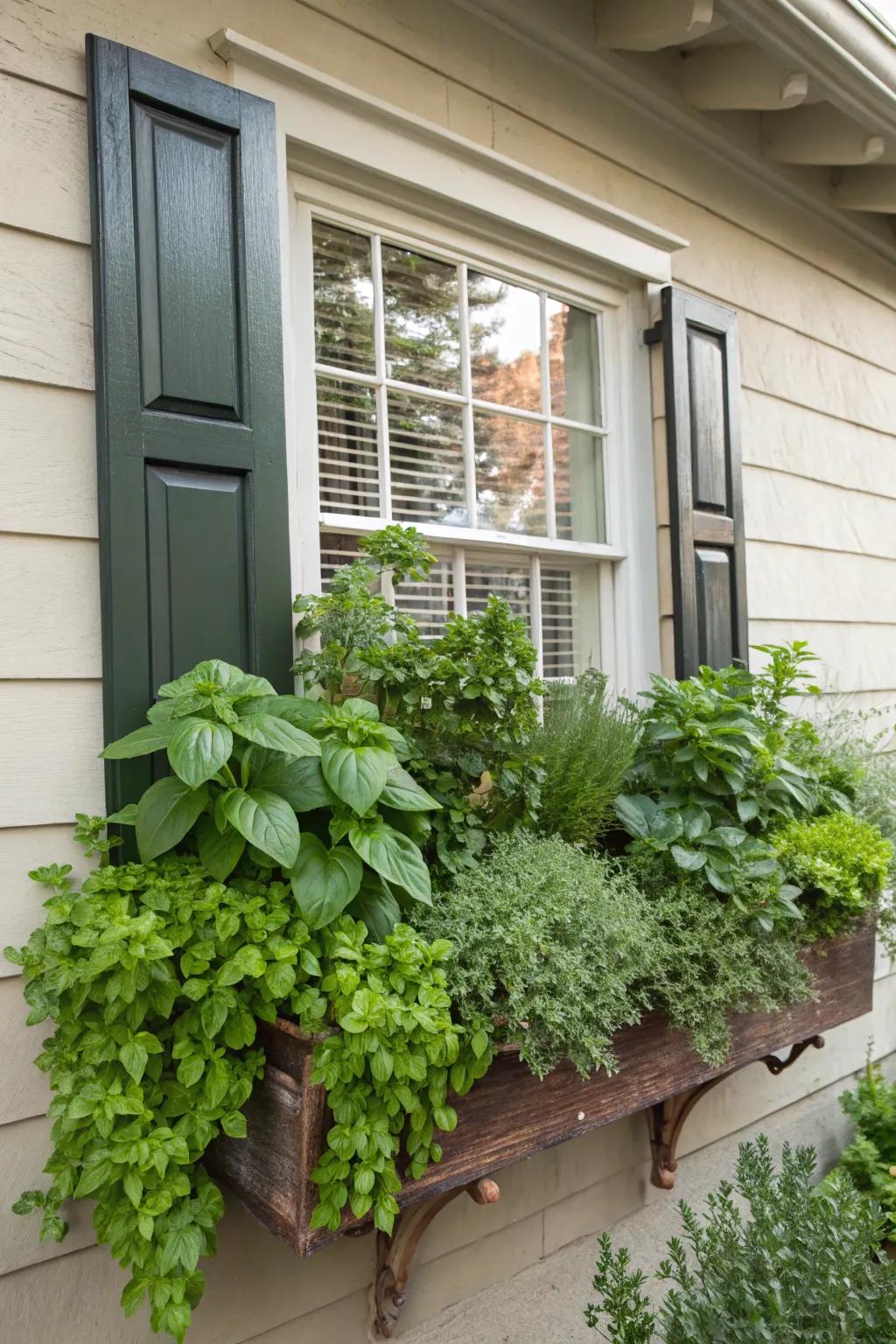Window box herb gardens bring vibrant greenery right to your windows.