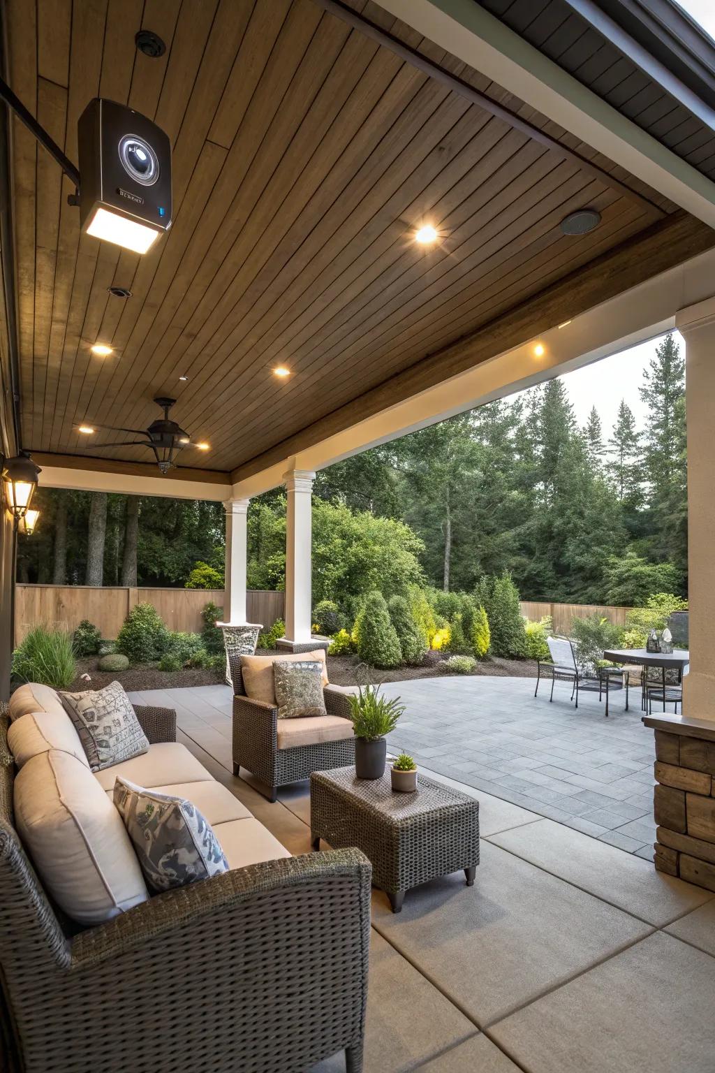 Integrate smart technology for a convenient, modern patio.