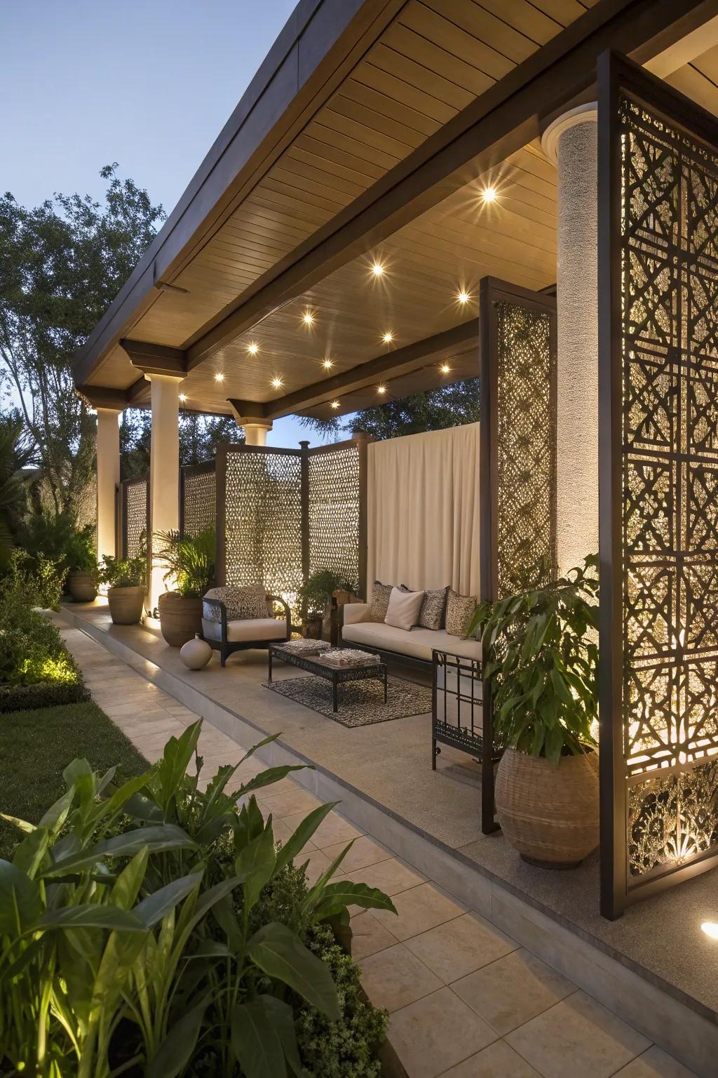 Privacy screens enhance both style and seclusion.