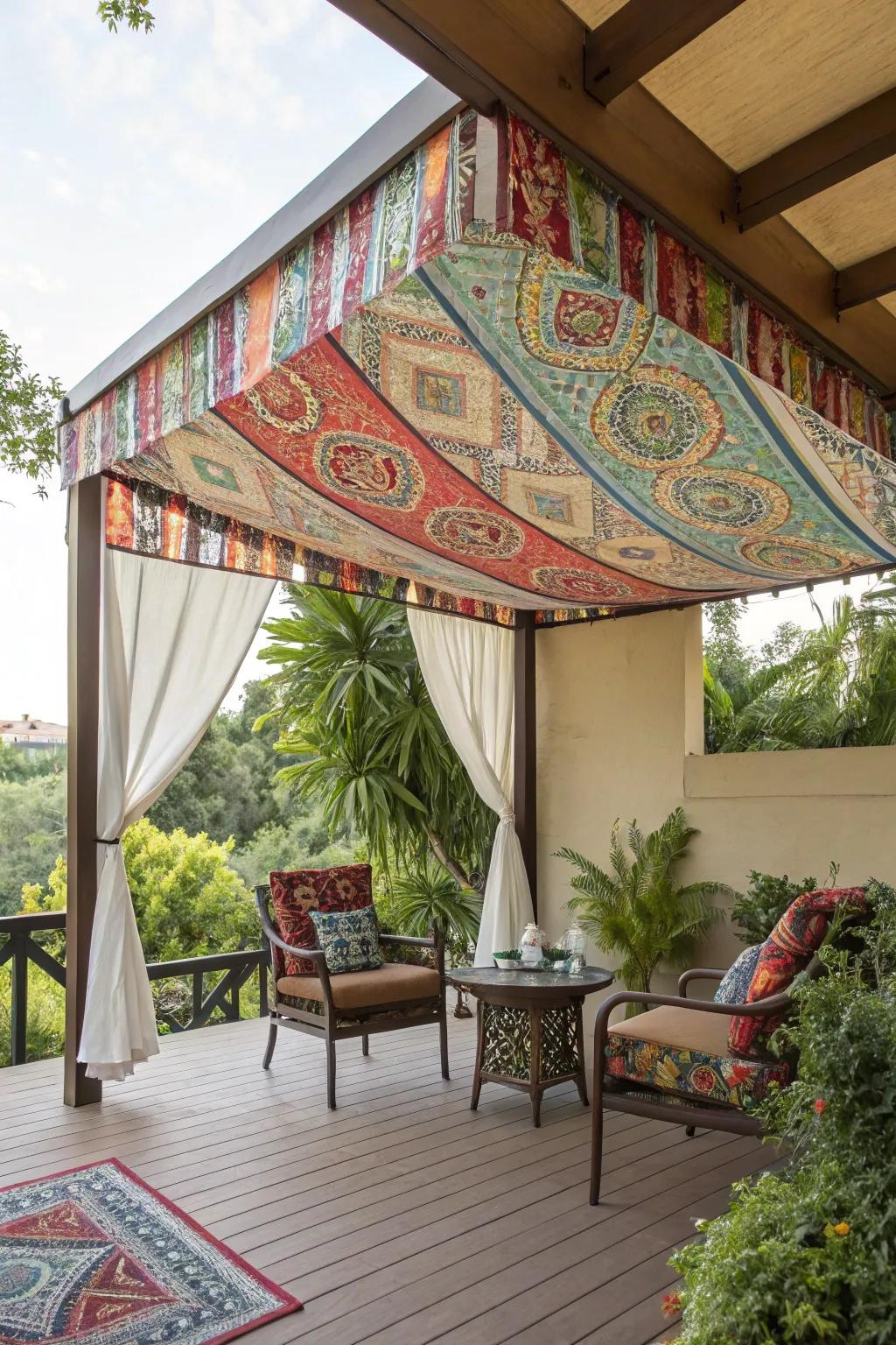 A fabric canopy adds color and comfort to your patio.