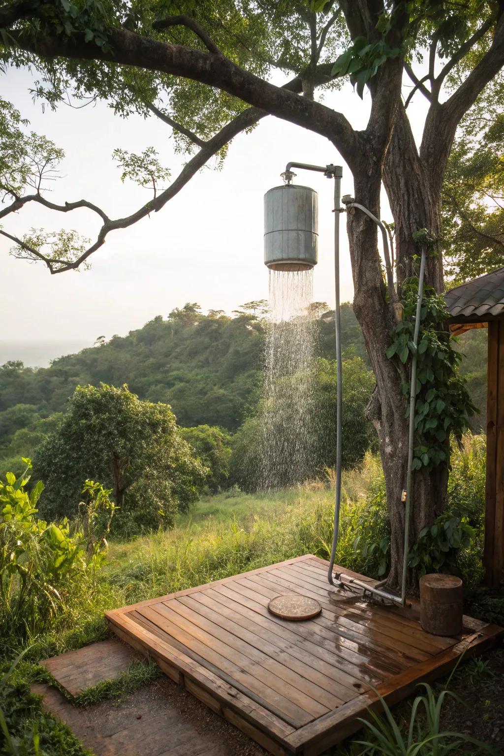 Use gravity to your advantage with an elevated water tank.