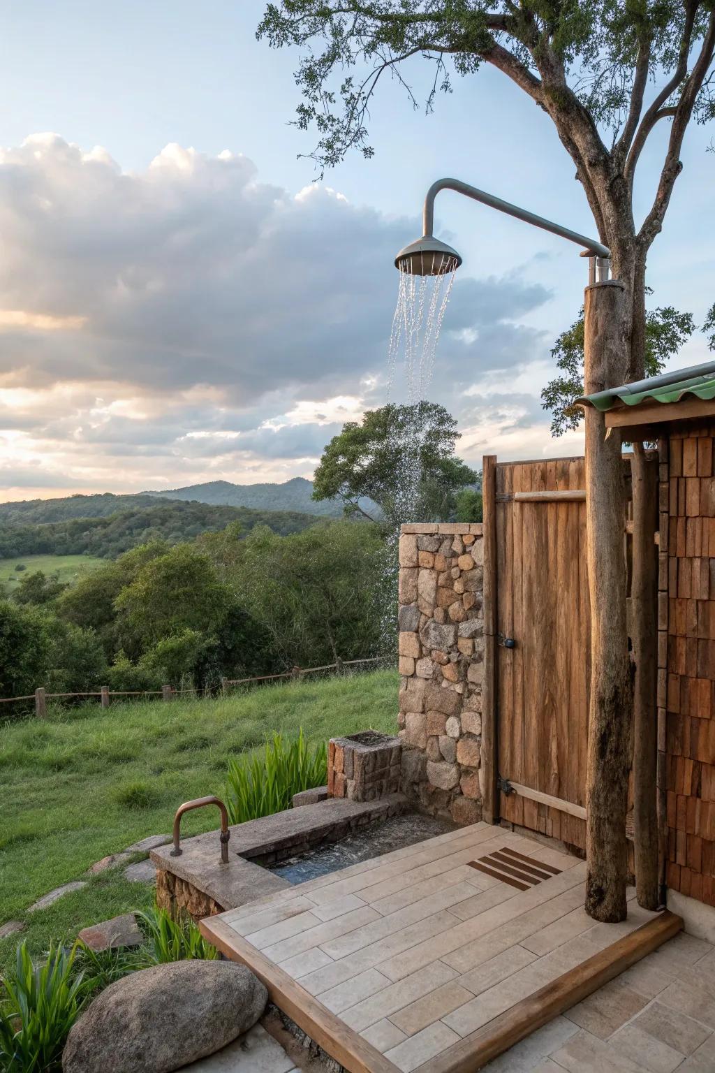 Experience the freedom of an outdoor shower.