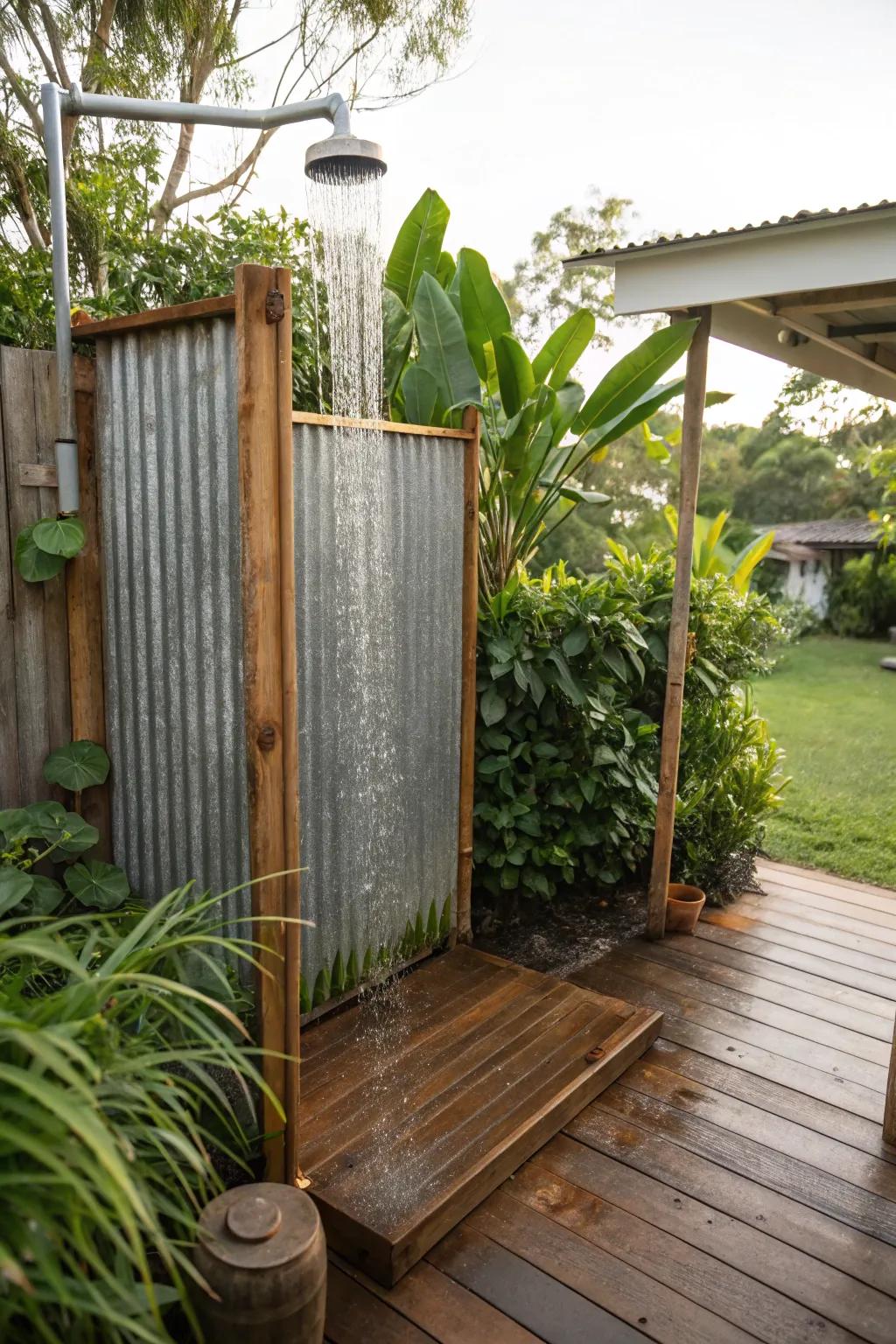 Add character to your shower with recycled materials.