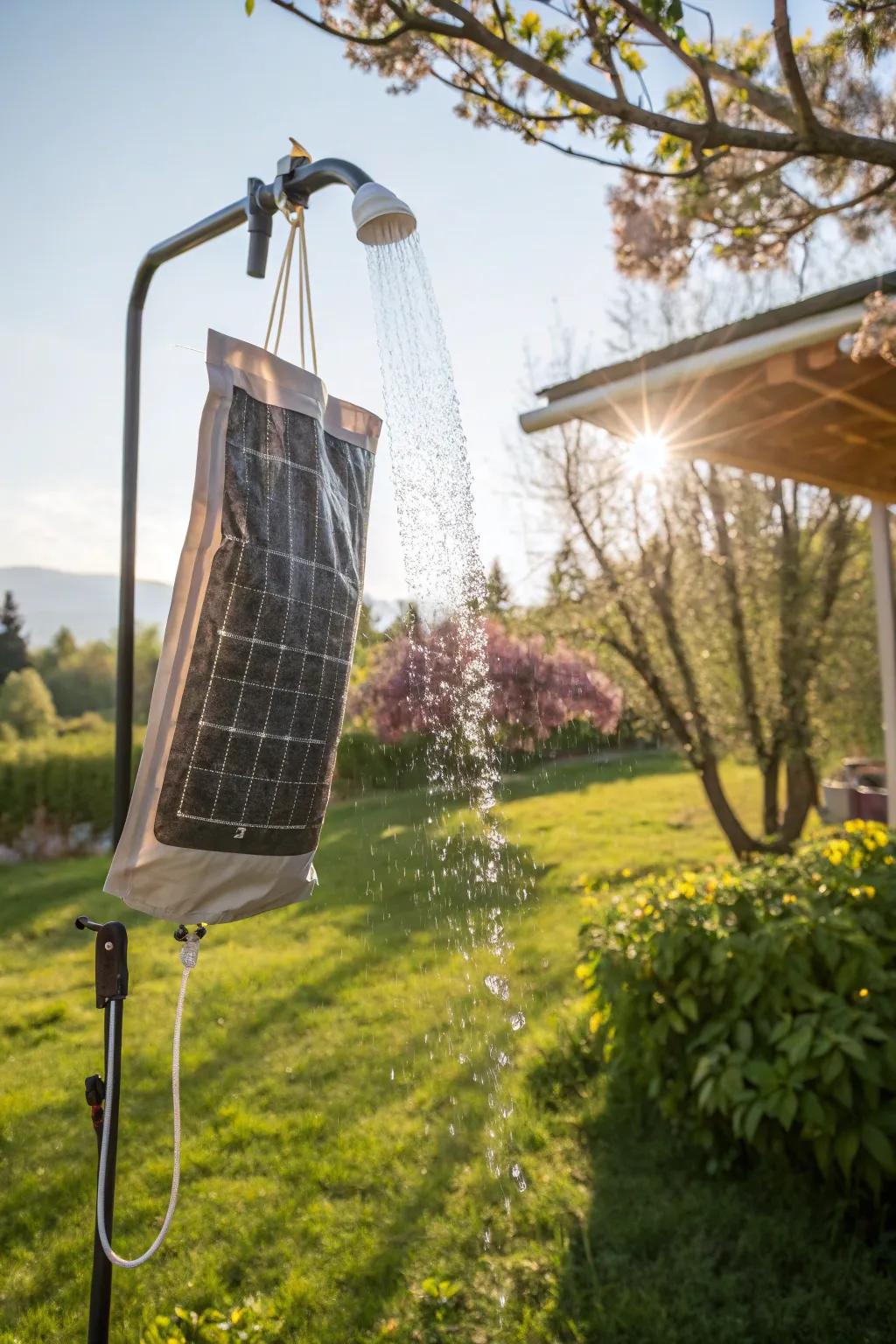 Harness the sun for a simple and effective shower.