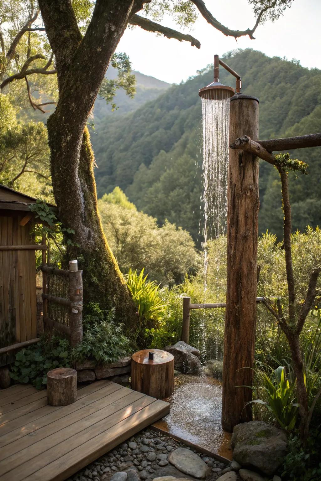 A shower that becomes one with nature.