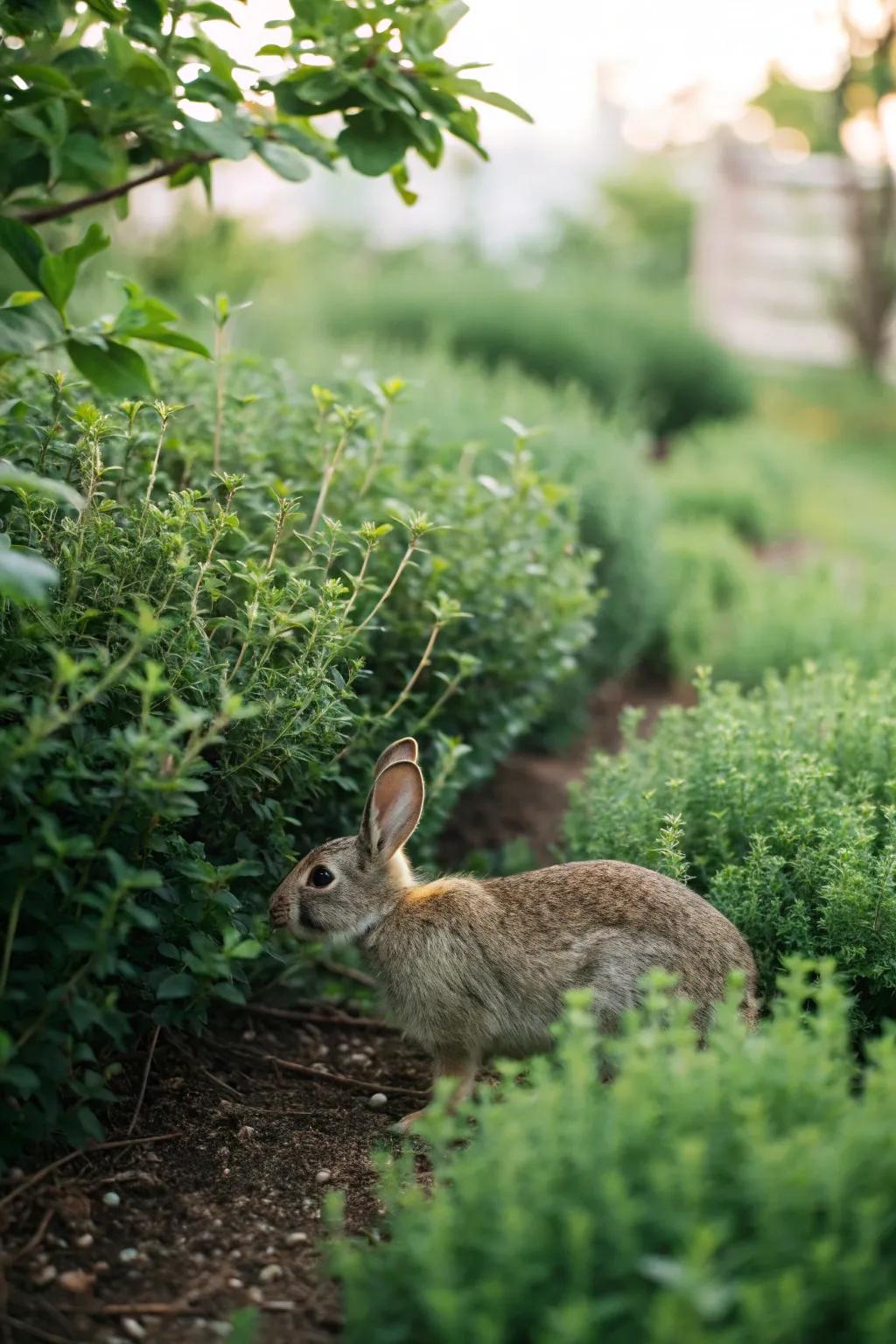 Thyme offering a flavorful snack for rabbits.