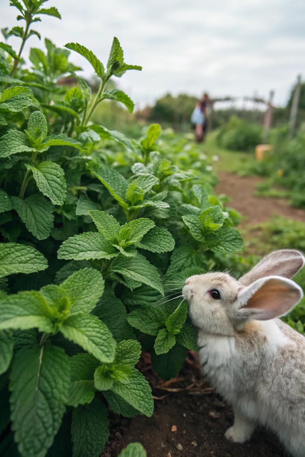 Vibrant mint plants adding freshness to the garden.