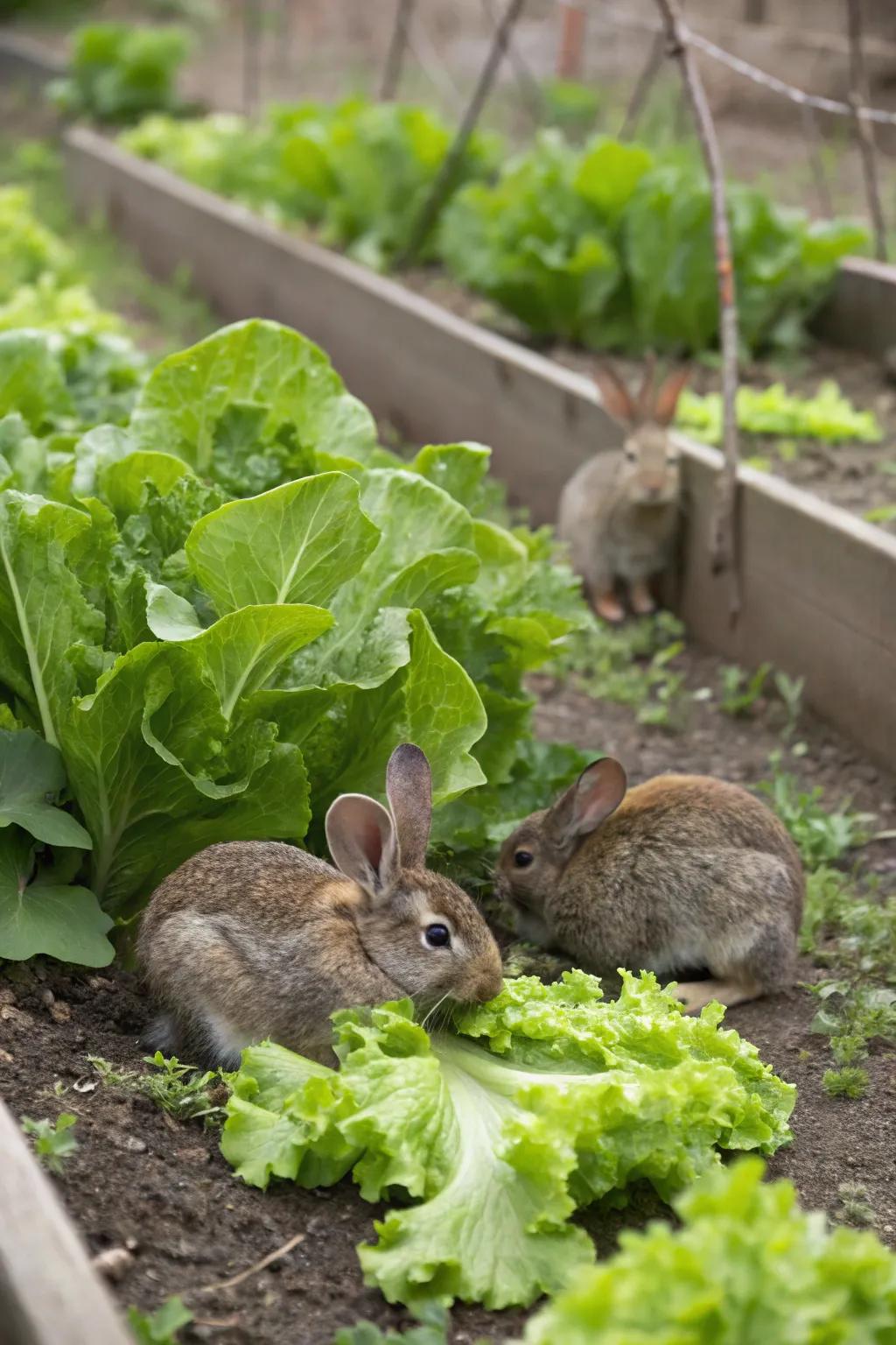 Lettuce, a refreshing staple in the rabbit garden.