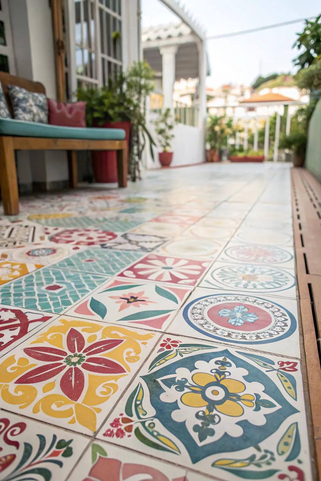 Bold tiles that bring color and character to your patio.