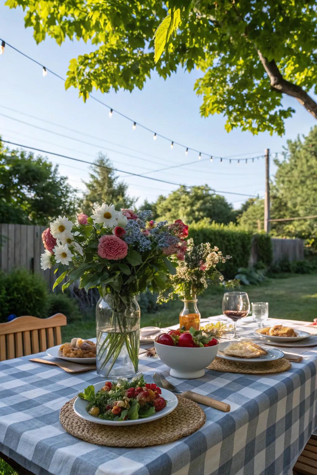 An inviting dining setup for outdoor summer feasts.
