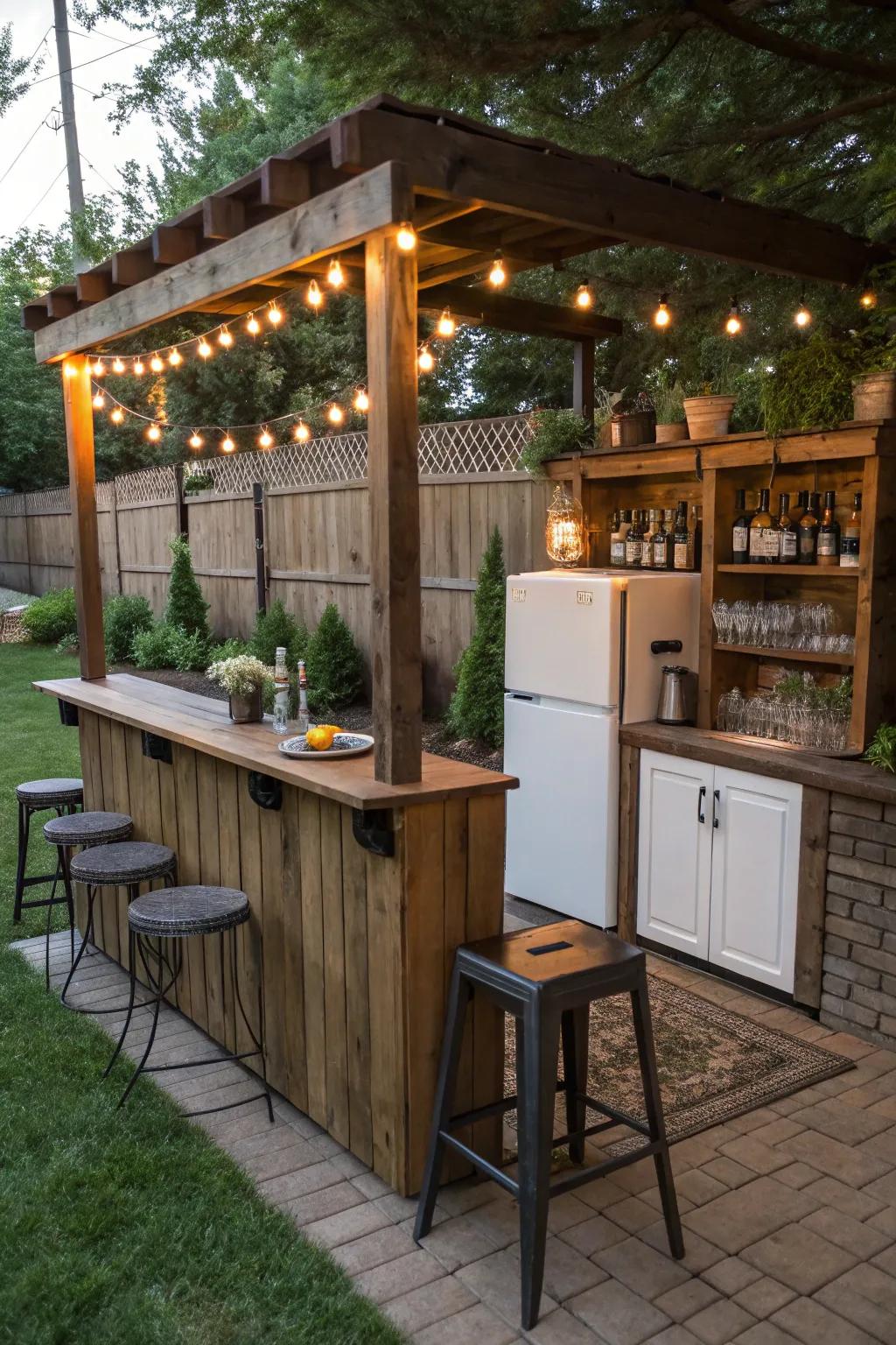 An outdoor bar is perfect for summer entertaining.