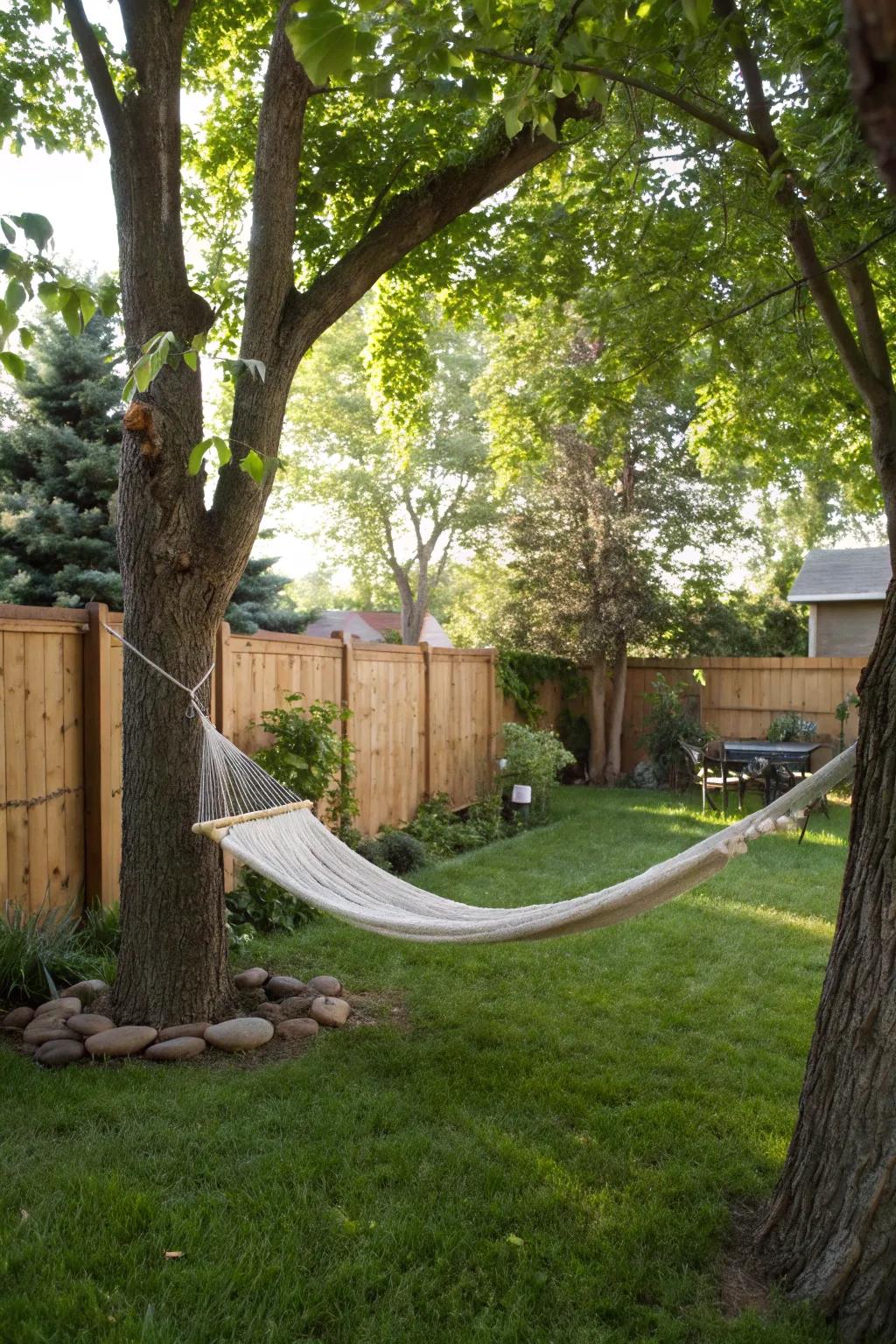 A hammock offers the perfect spot for summer relaxation.