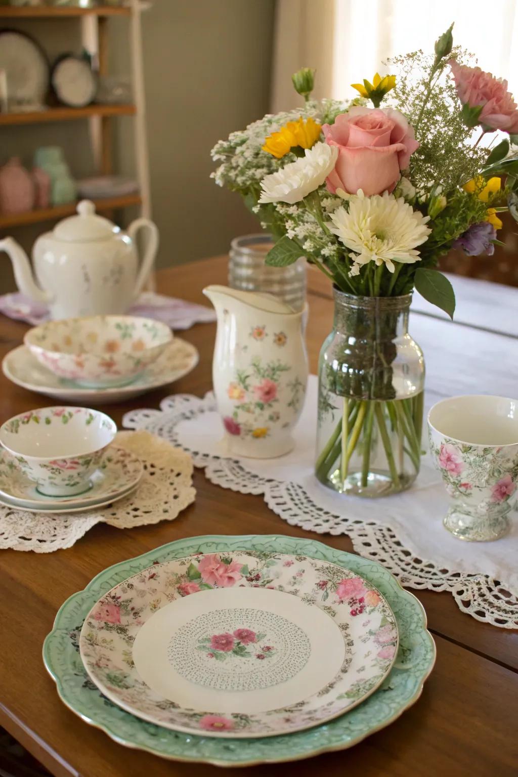 Thrifted treasures bring unique charm to the celebration.