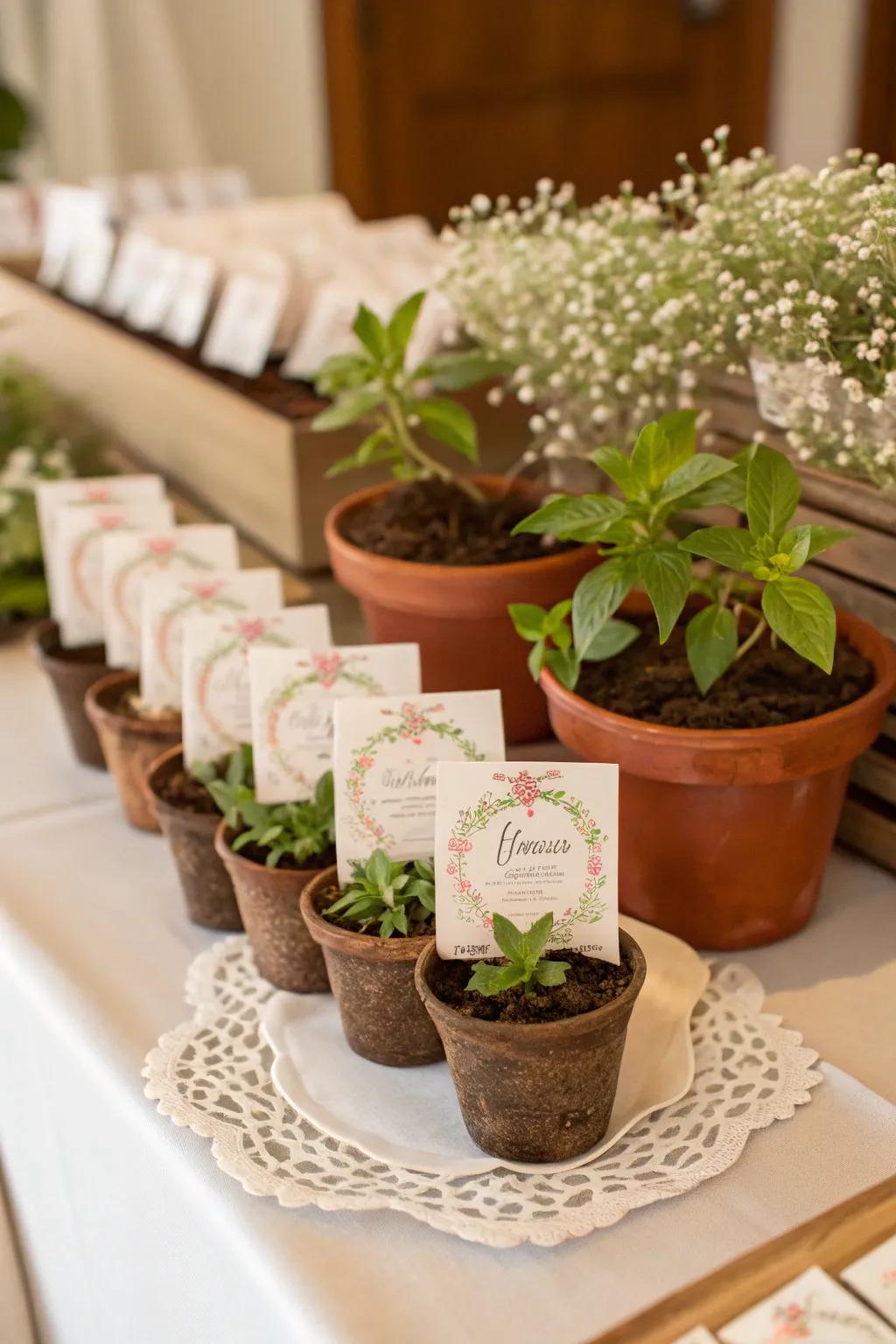 Garden-inspired favors are a thoughtful take-home gift.