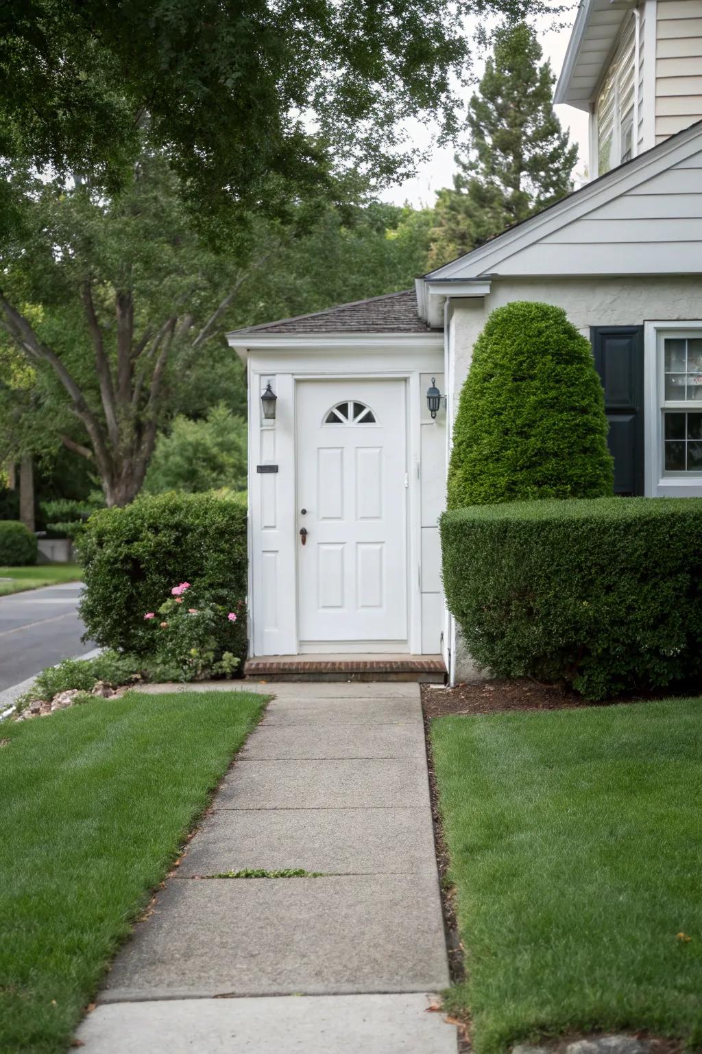 A matte finish gives a chic look to a white door.
