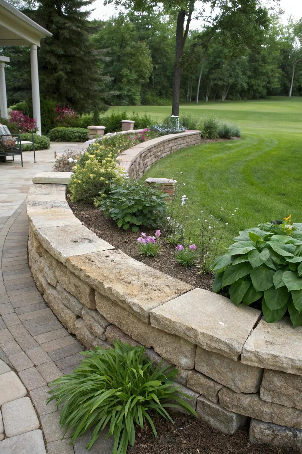 Soft curves create a natural flow in the yard.