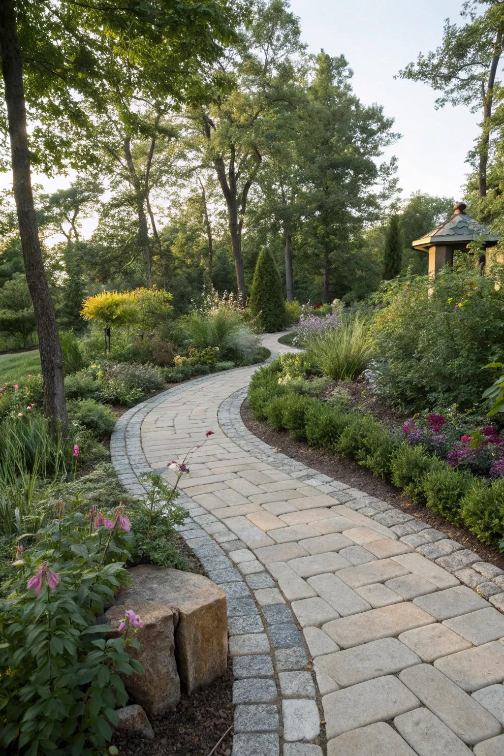 Stone pavers leading the way through a serene garden.