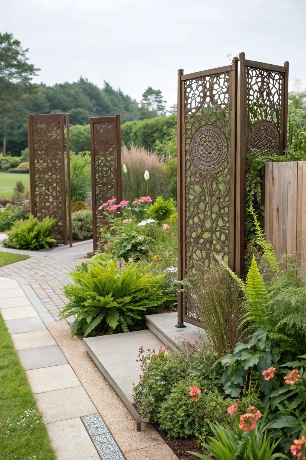 Privacy screens providing seclusion and aesthetic appeal.