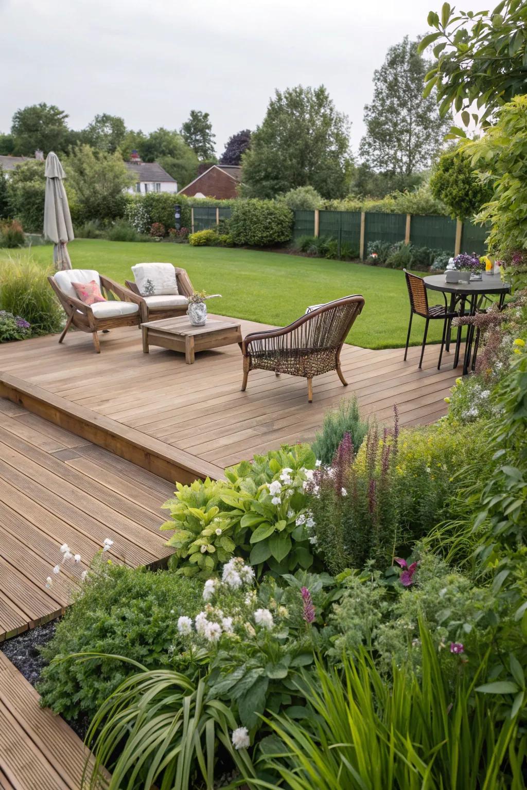 A spacious deck offering a versatile outdoor extension.