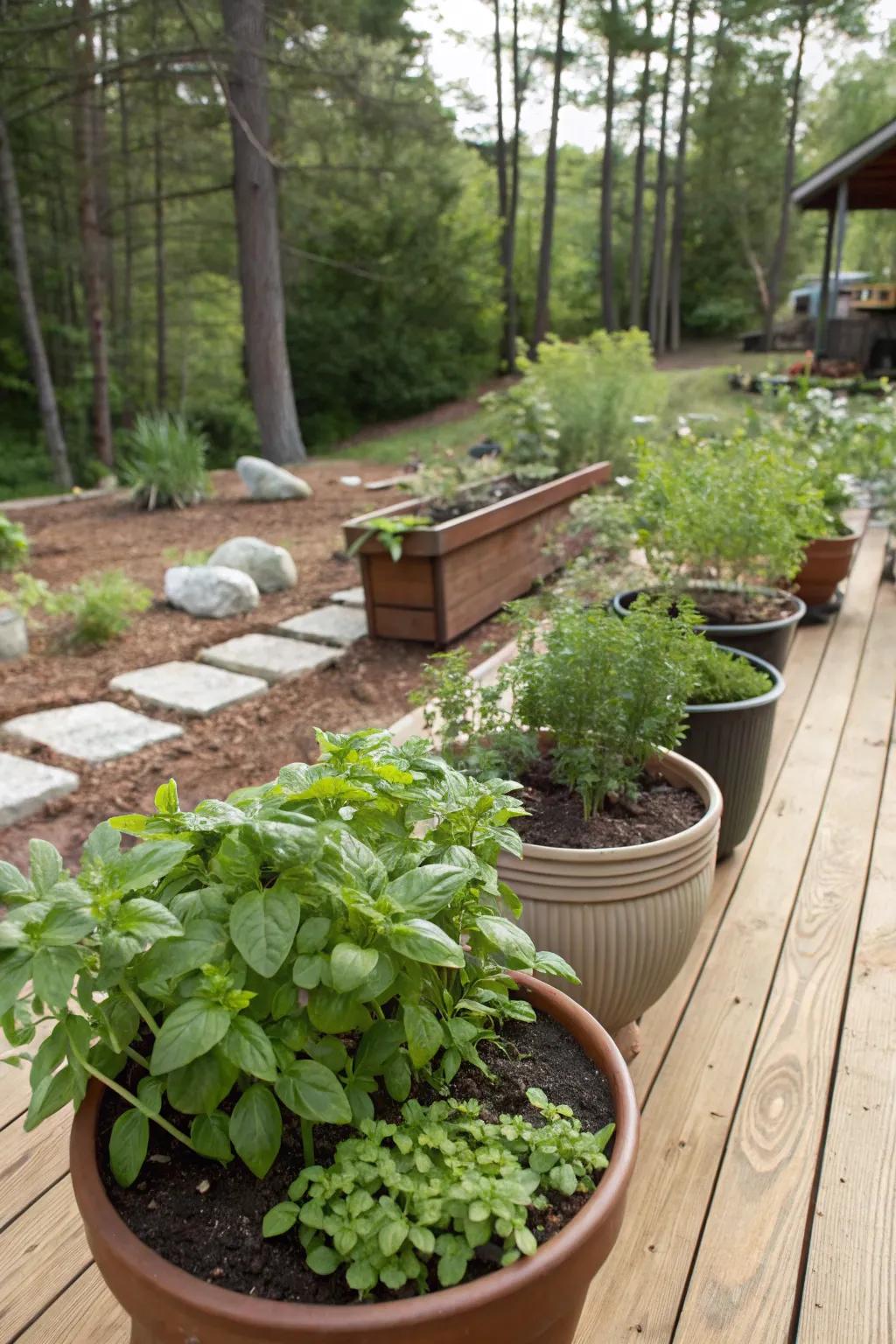 A mini herb garden offering fresh, aromatic ingredients.
