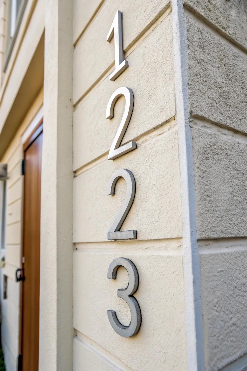 Vertical house numbers in a modern font.