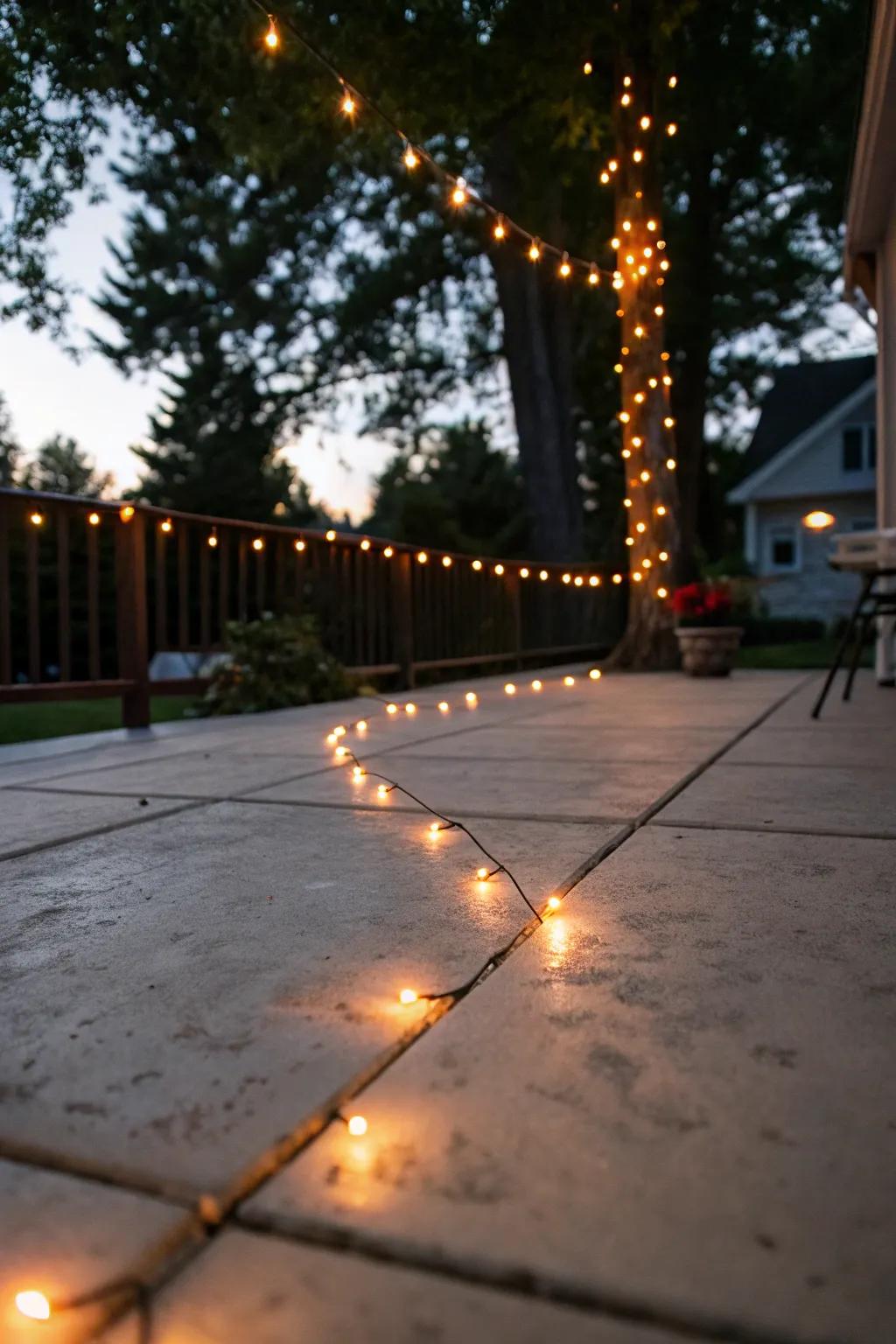 Add ambiance with string lights.