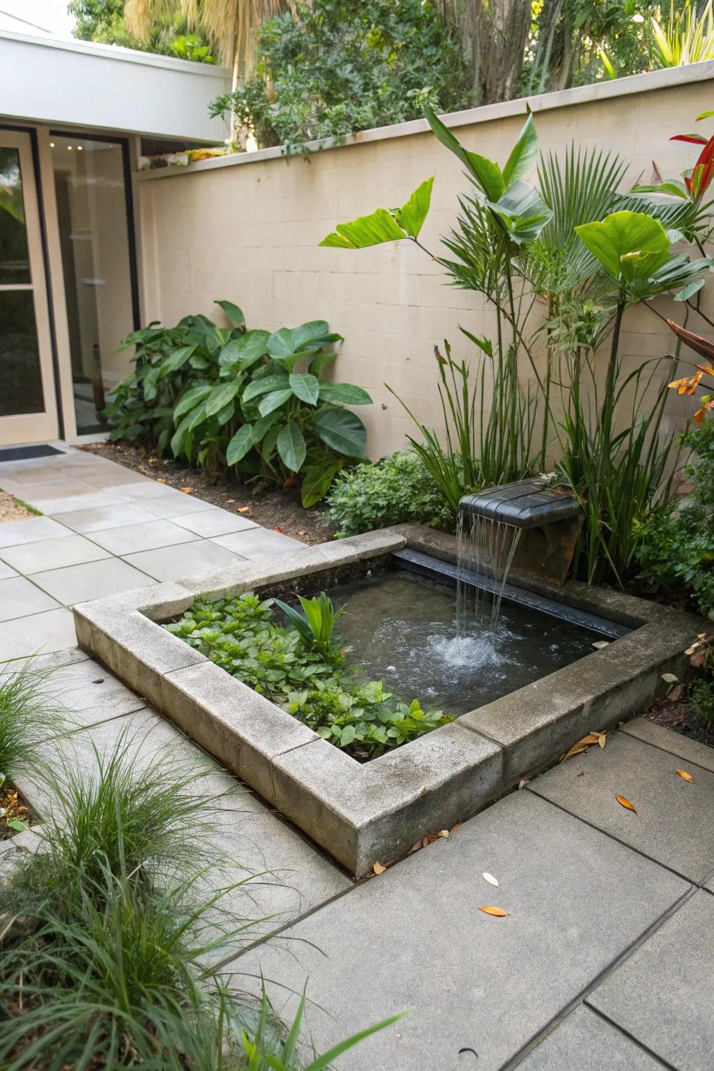 Create a tranquil space with a water feature.