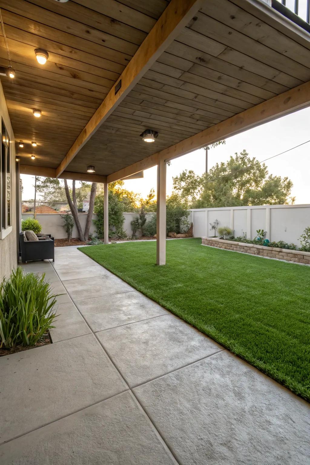 Bring a touch of green with artificial turf.