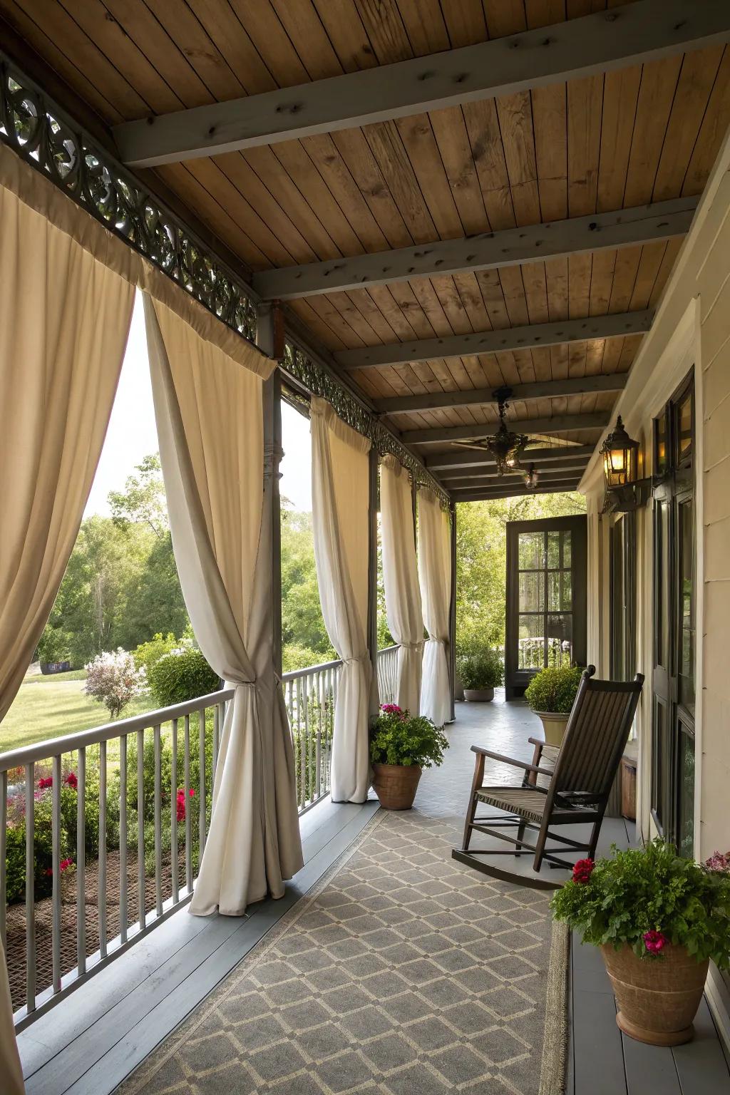 Covered spaces create cozy, private nooks.