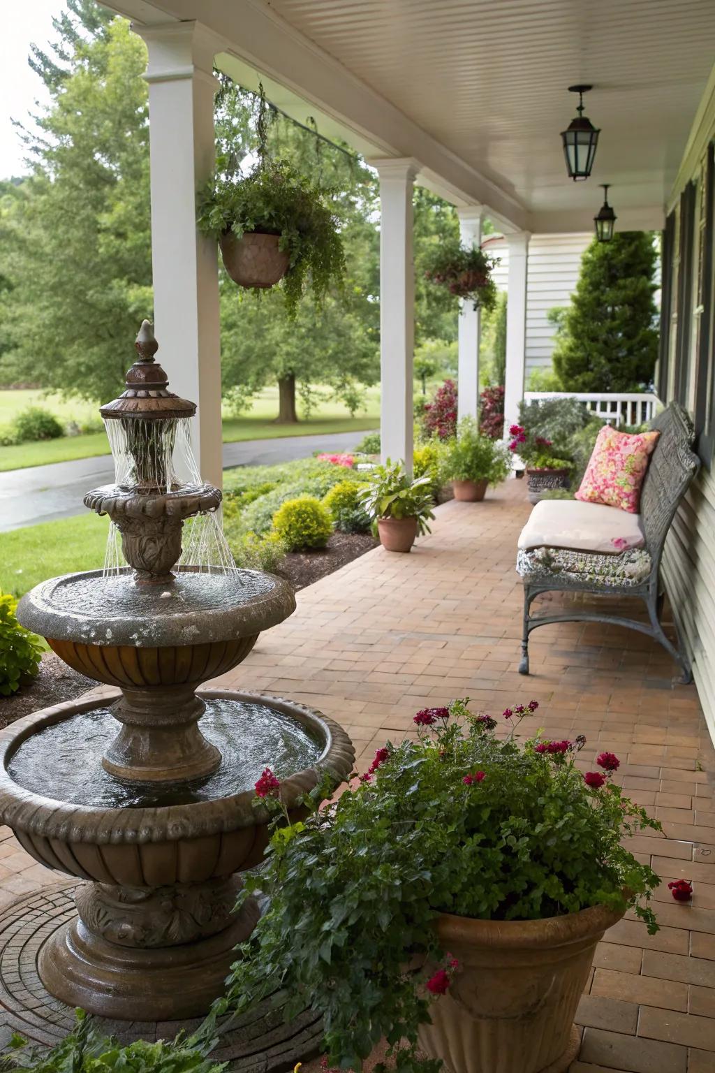 Water features add soothing ambient sound.