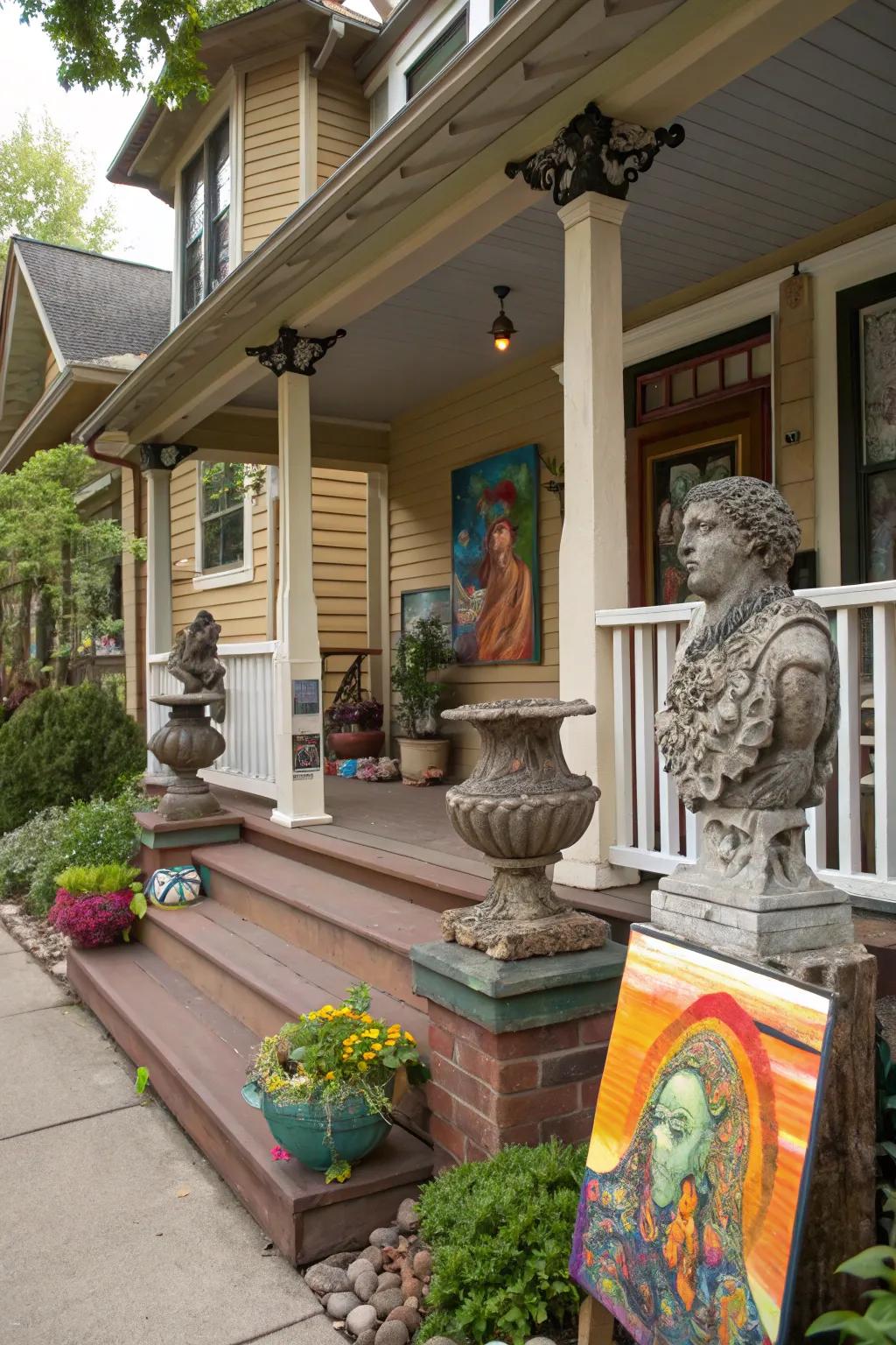 Artistic touches personalize your porch.