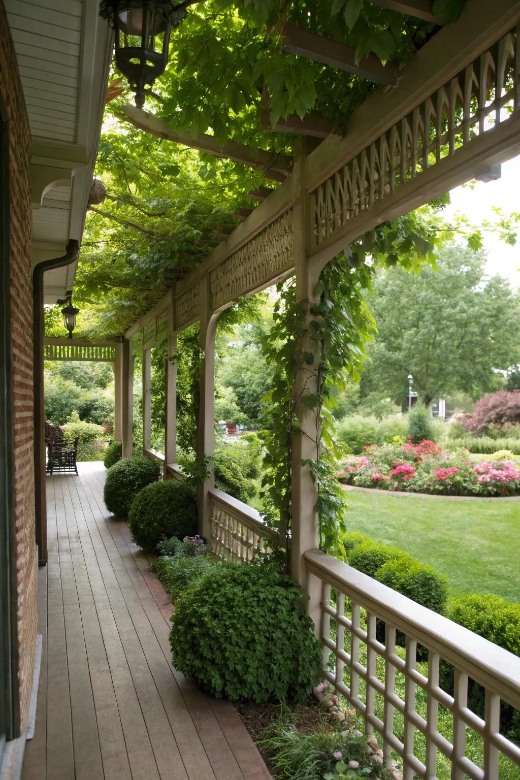 Privacy screens create a secluded, cozy space.