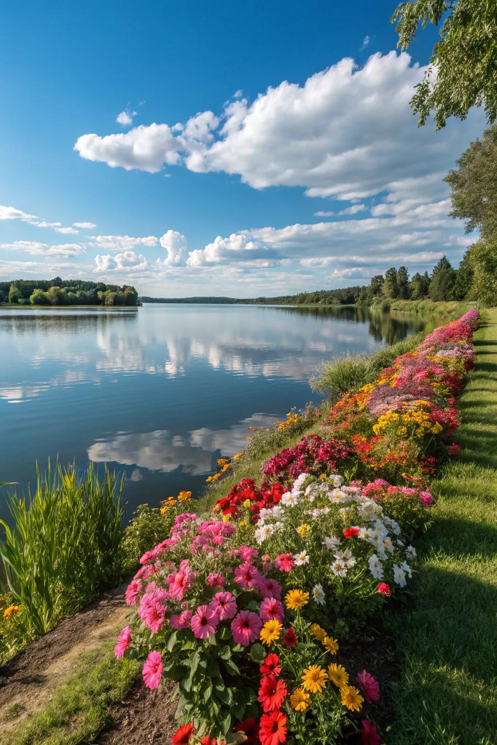 Colorful plantings bring vibrancy to your lakeside retreat.