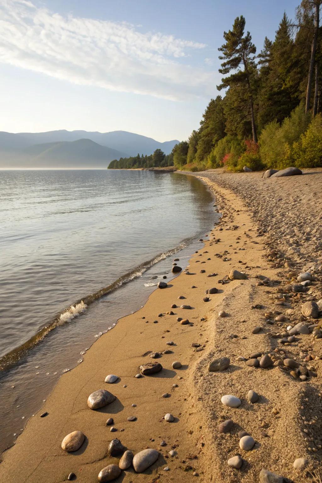 Bring the beach to your backyard with sandy shoreline elements.