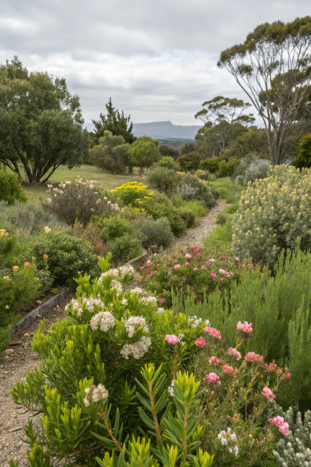Native shrubs enhance garden sustainability and resilience.