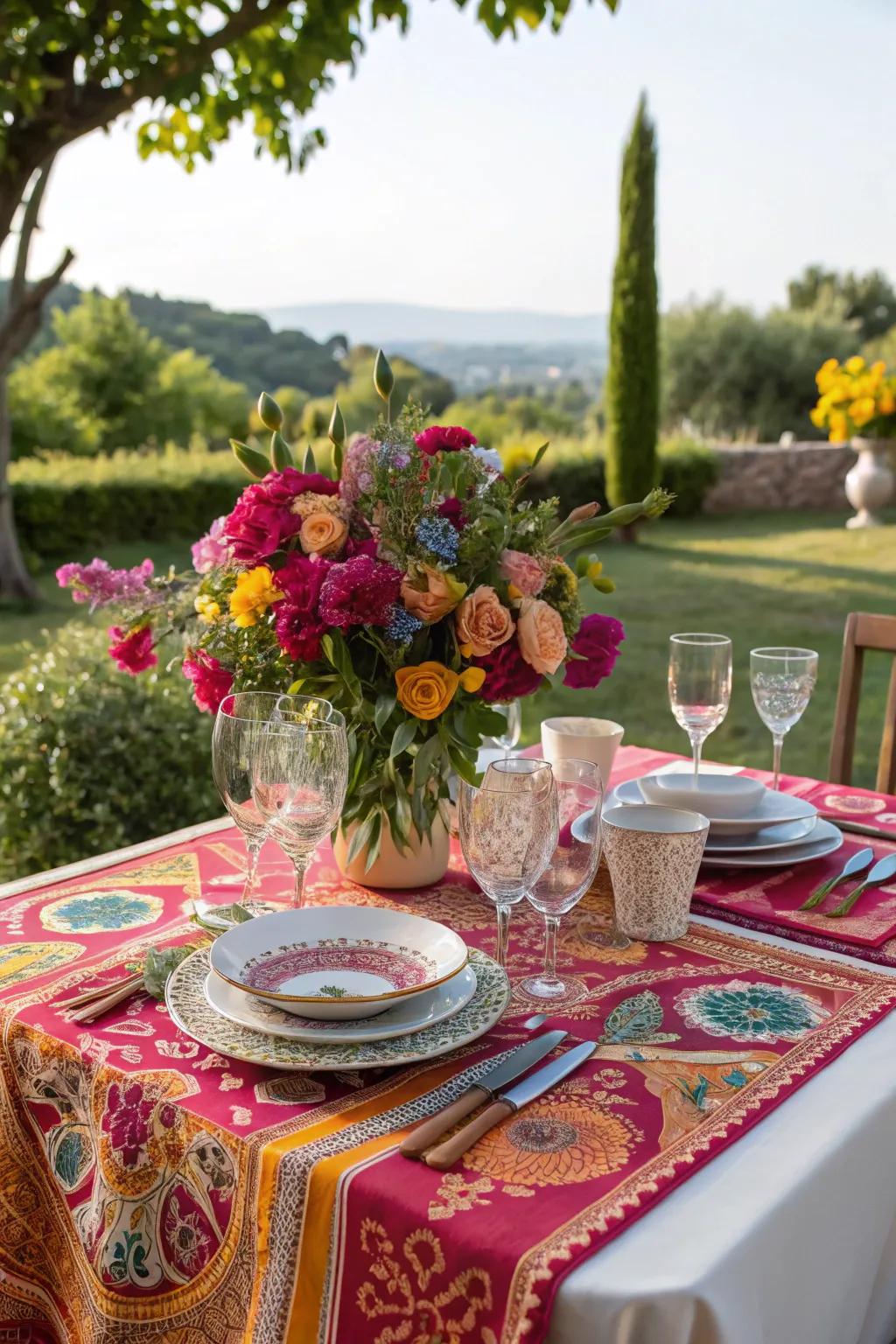 Enhance your dining experience with a beautifully set outdoor table.
