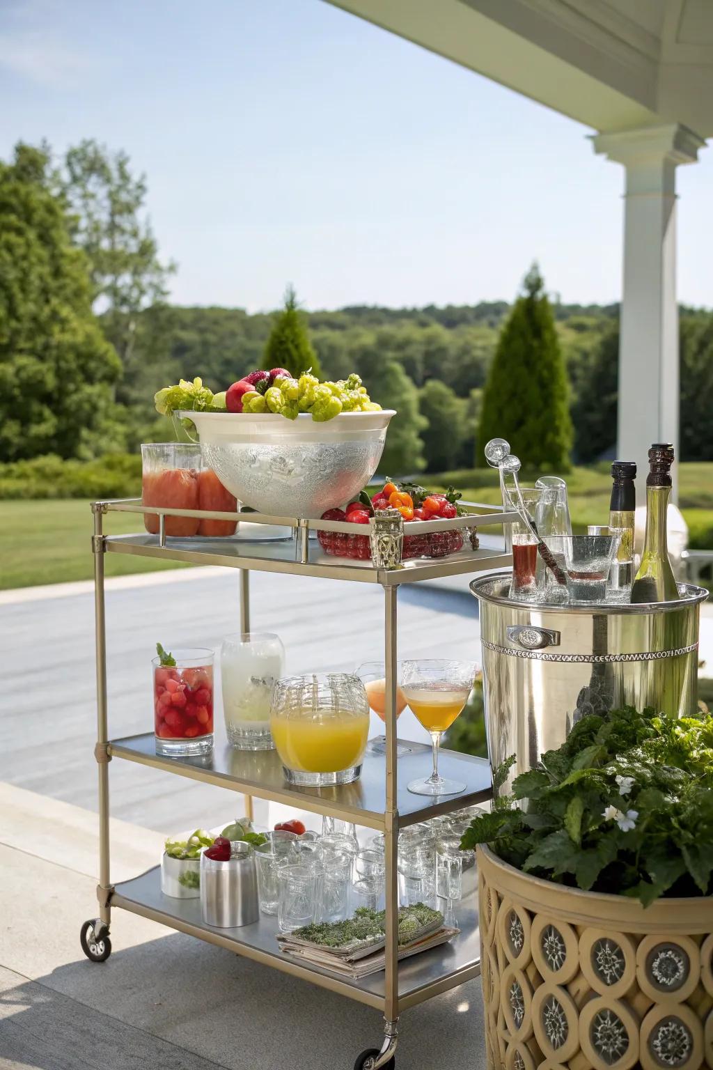 Keep the drinks flowing with a chic outdoor beverage station.