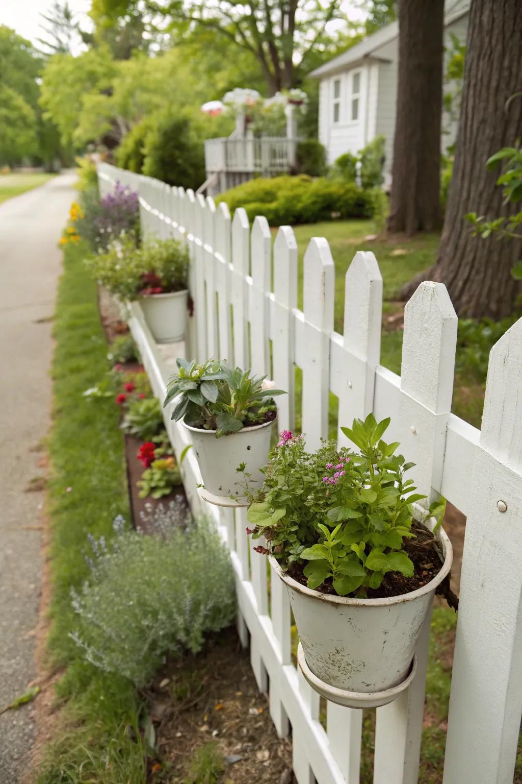 A vertical garden fence maximizes space and greenery.