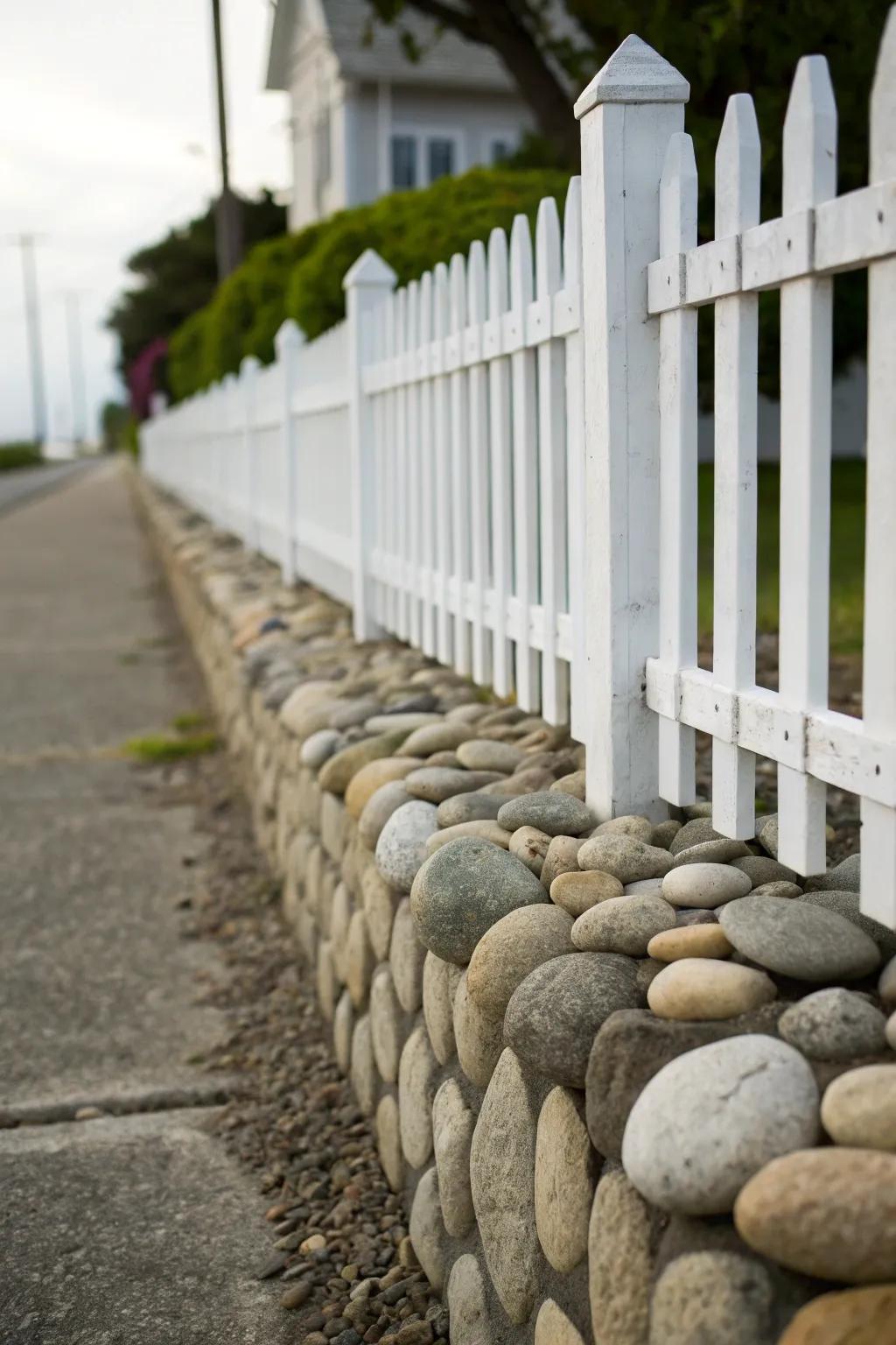 A stone base adds stability and style to your fence.